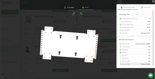Illustration of part with bend